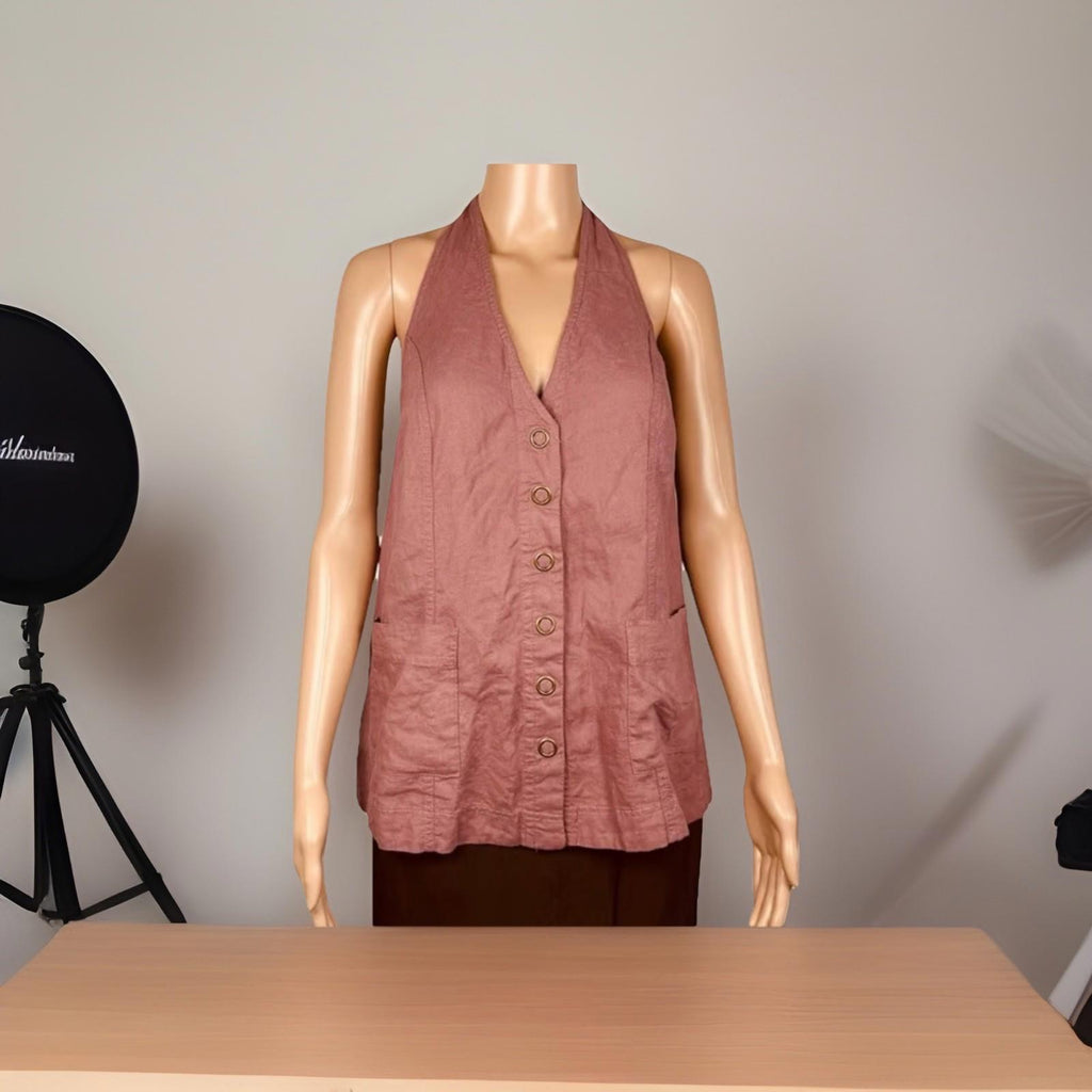 New Free People Scout Linen Halter Top Size S SOLD OUT ONLINE! $98 MSRP