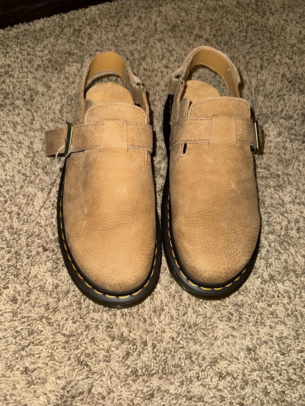 Dr Martens Jorge II Tumbled Nubuck Savannah Tan Leather Slingback Mules Sz 12