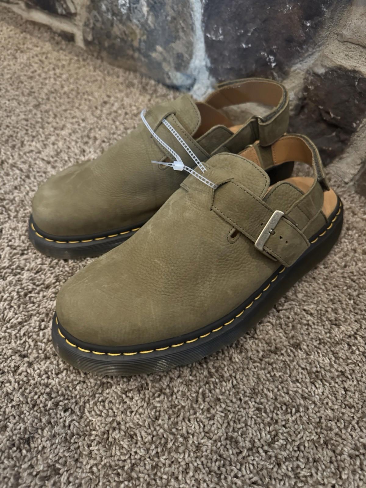 Dr. Martens Jorge II Nubuck Slingback Platform Mules Muted Olive Men’s Size 12