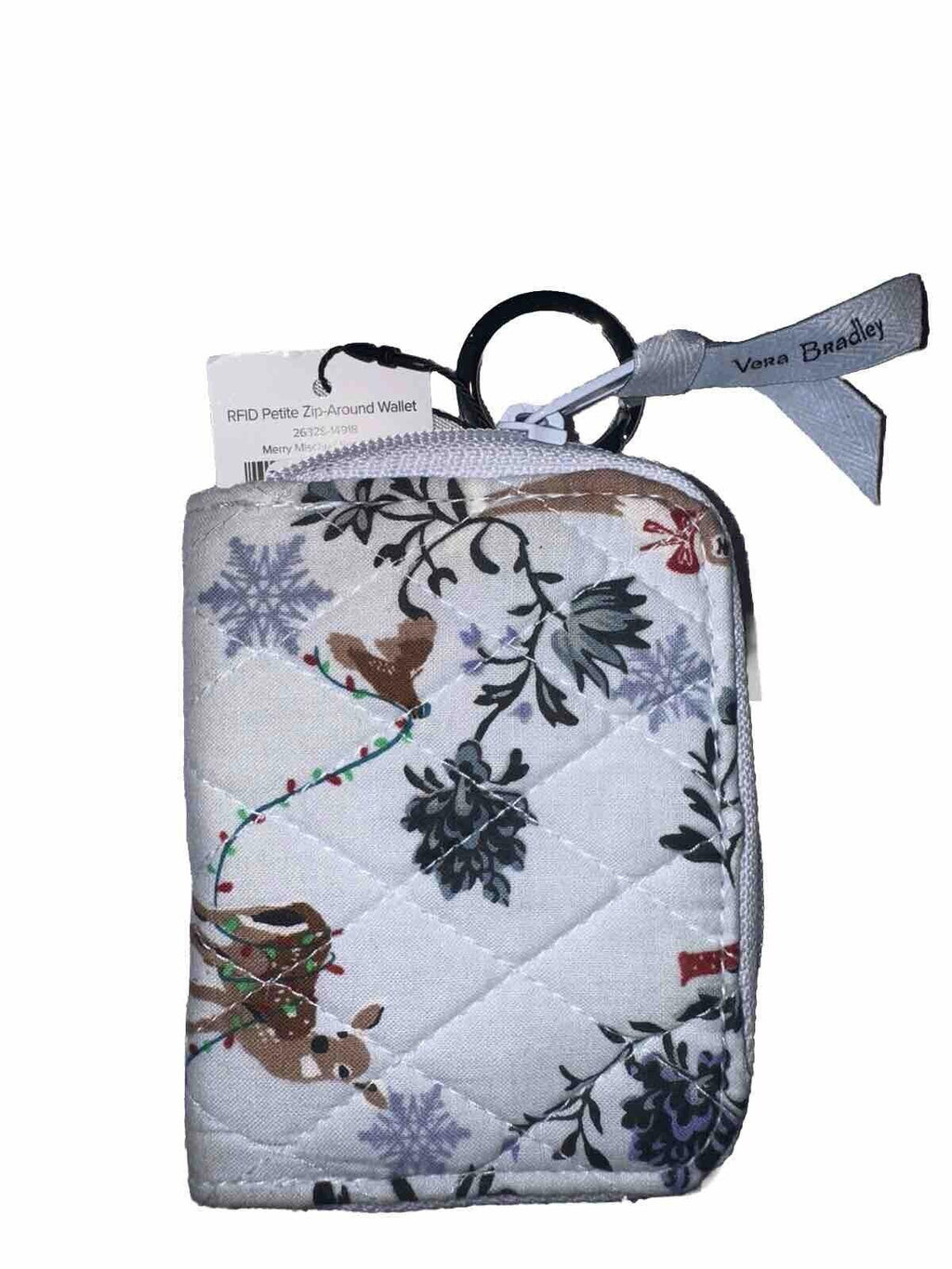 RETIRED Vera Bradley RFID Petite Zip Around Wallet Merry Mischief Snow Day Deer