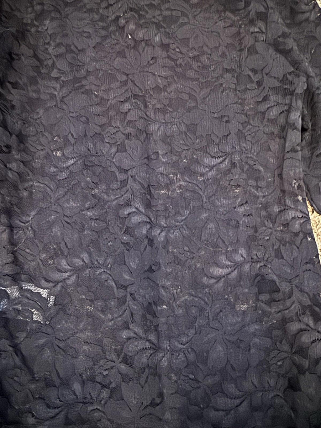NWT Anthropologie Women Long-Sleeve Lace Crew-Neck Top NEW Black XS