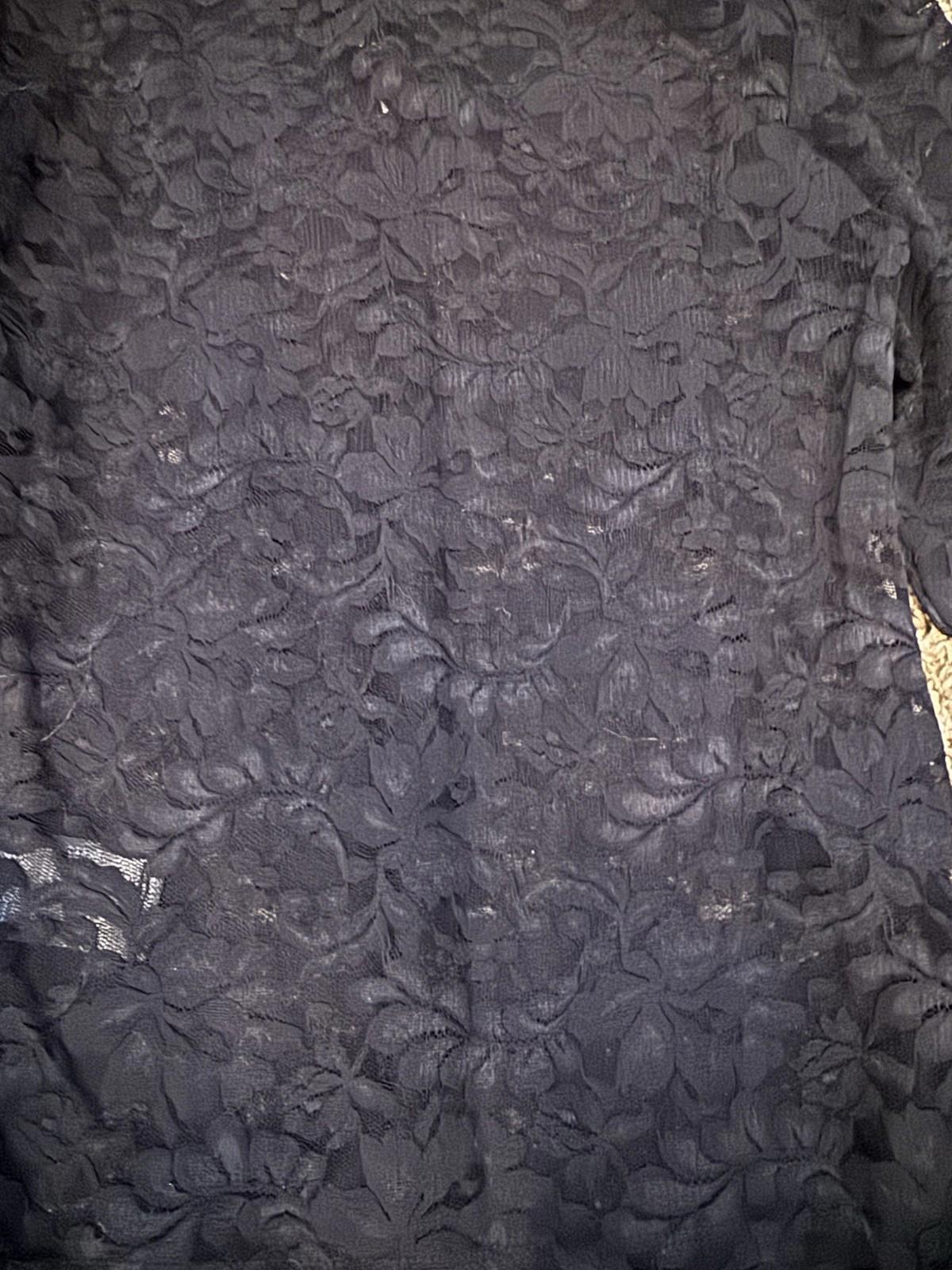 NWT Anthropologie Women Long-Sleeve Lace Crew-Neck Top NEW Black XS