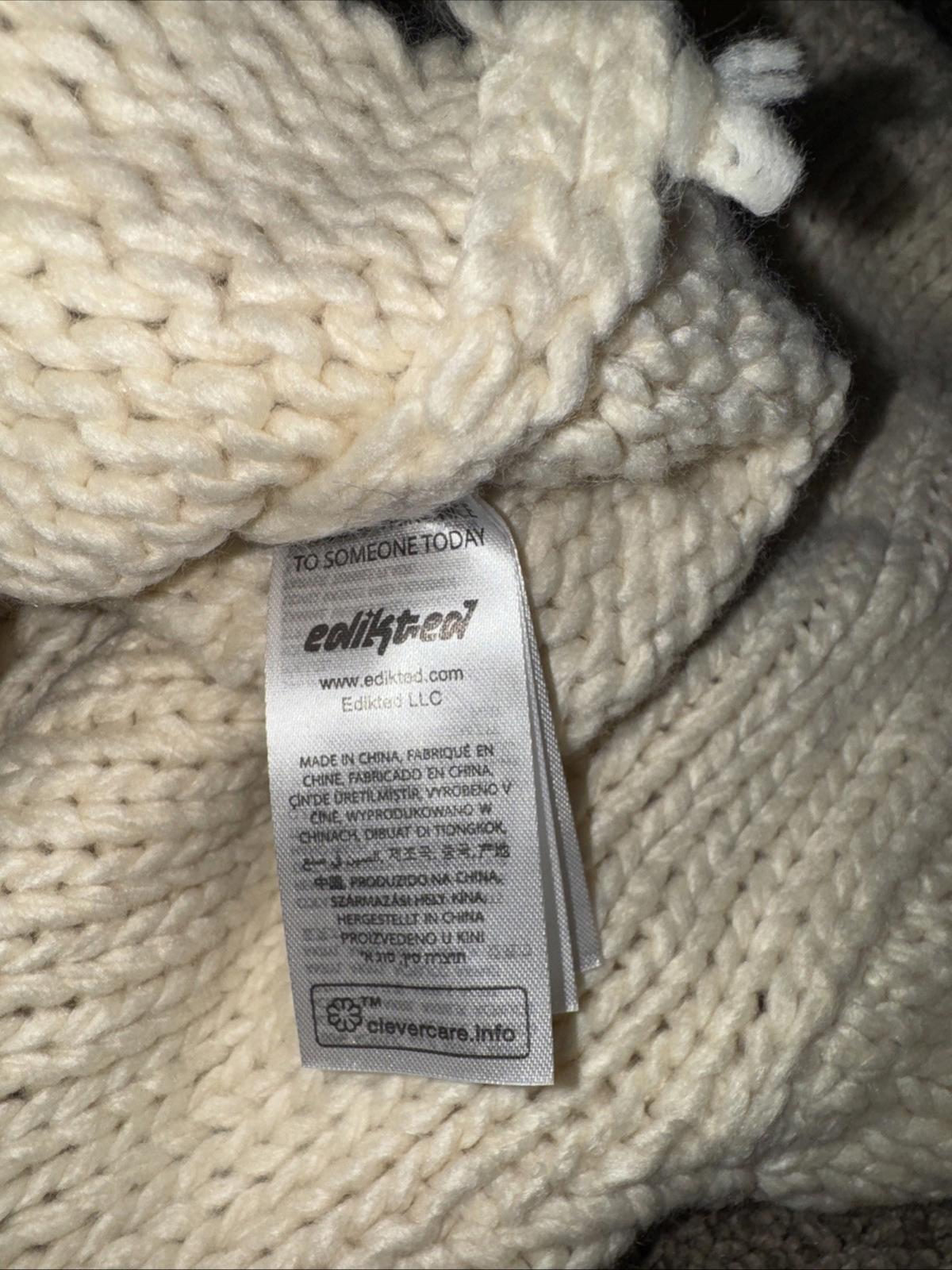 NEW!! EDIKTED MEGA STAR CROP  KNIT SWEATER CREAM SIZE M/L NWT MSRP $76