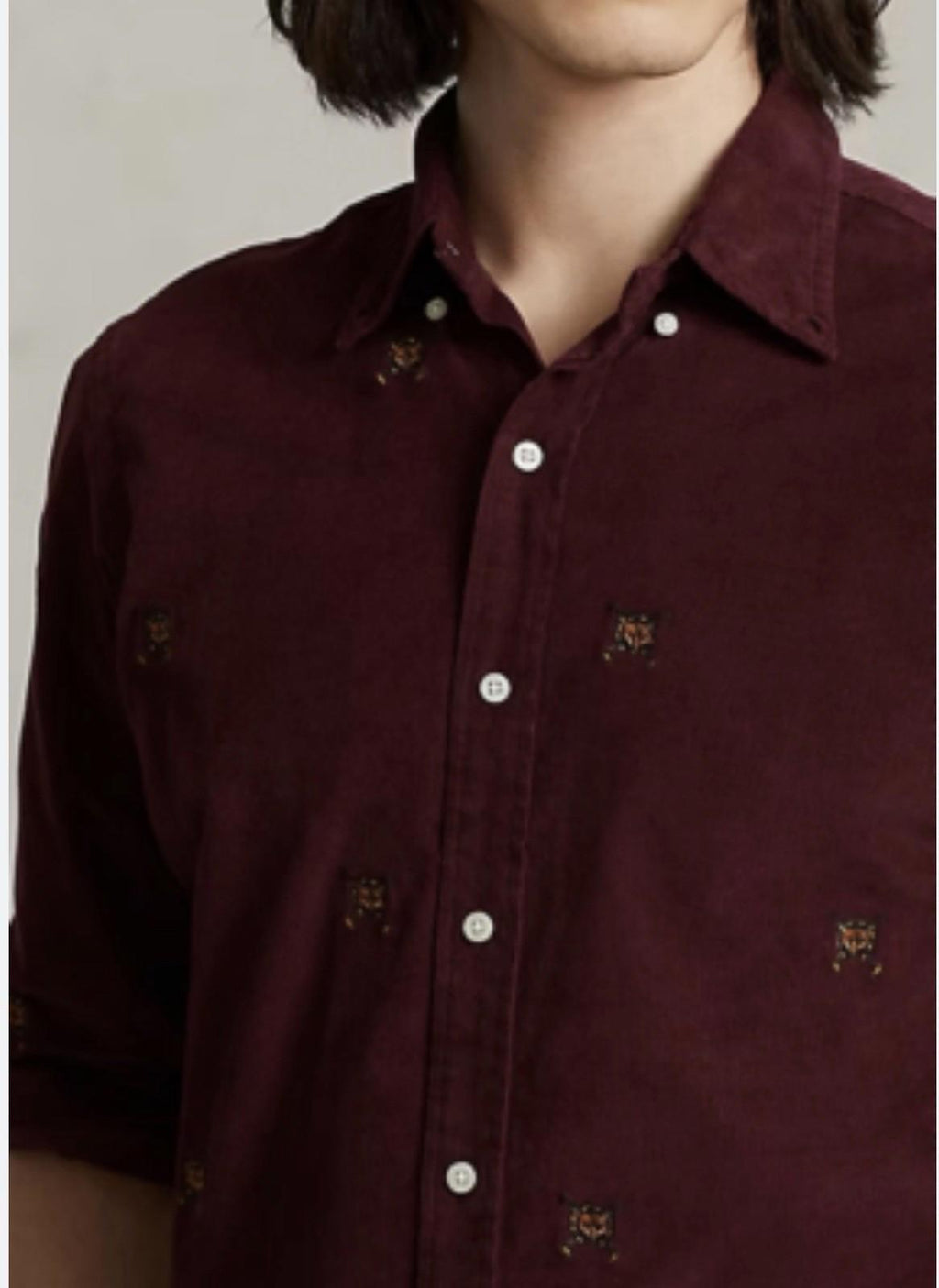NWOT POLO RALPH LAUREN Classic Fit Embroidered Corduroy Shirt W/ Fox Head Small