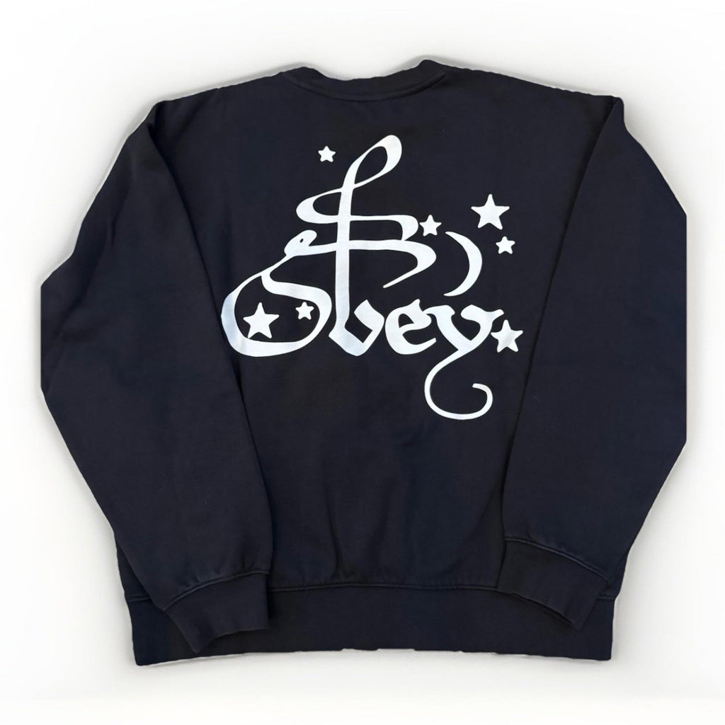 NEW! Obey Moon & Stars Crewneck Sweatshirt Black Size MED NWT