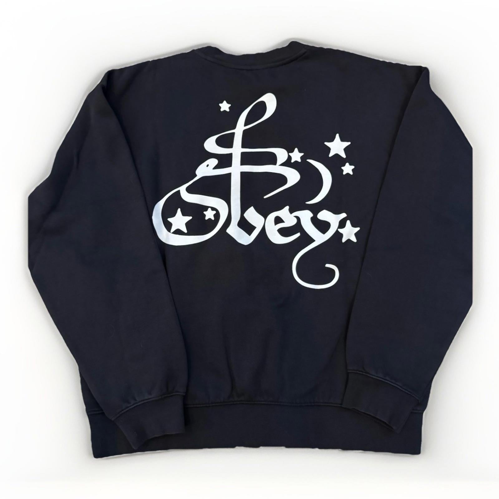 NEW! Obey Moon & Stars Crewneck Sweatshirt Black Size MED NWT