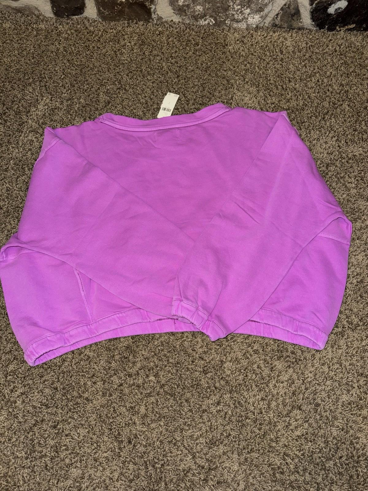 By Anthropologie Women's Size LG Boxy Cropped Sweatshirt Purple NEW