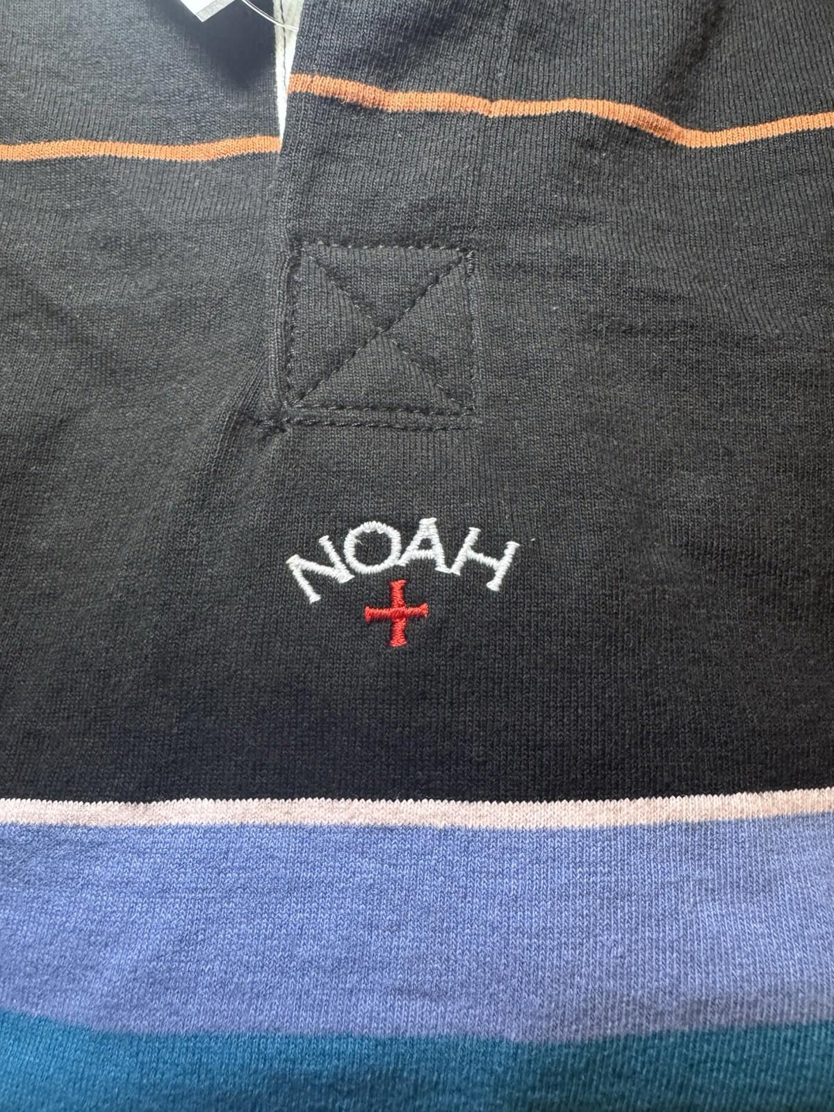 Noah NY Mens Practice Cloth Rugby Shirt LARGE Striped White Collar Logo