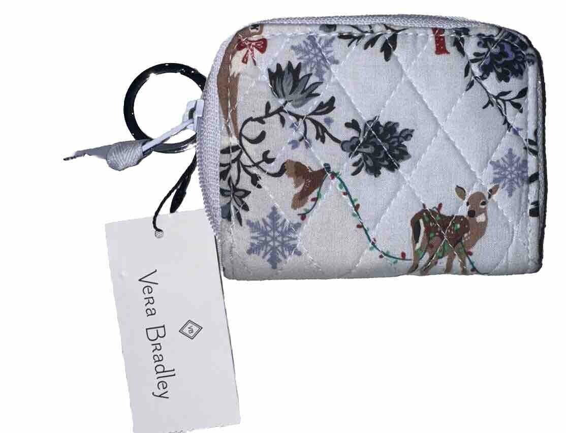 RETIRED Vera Bradley RFID Petite Zip Around Wallet Merry Mischief Snow Day Deer