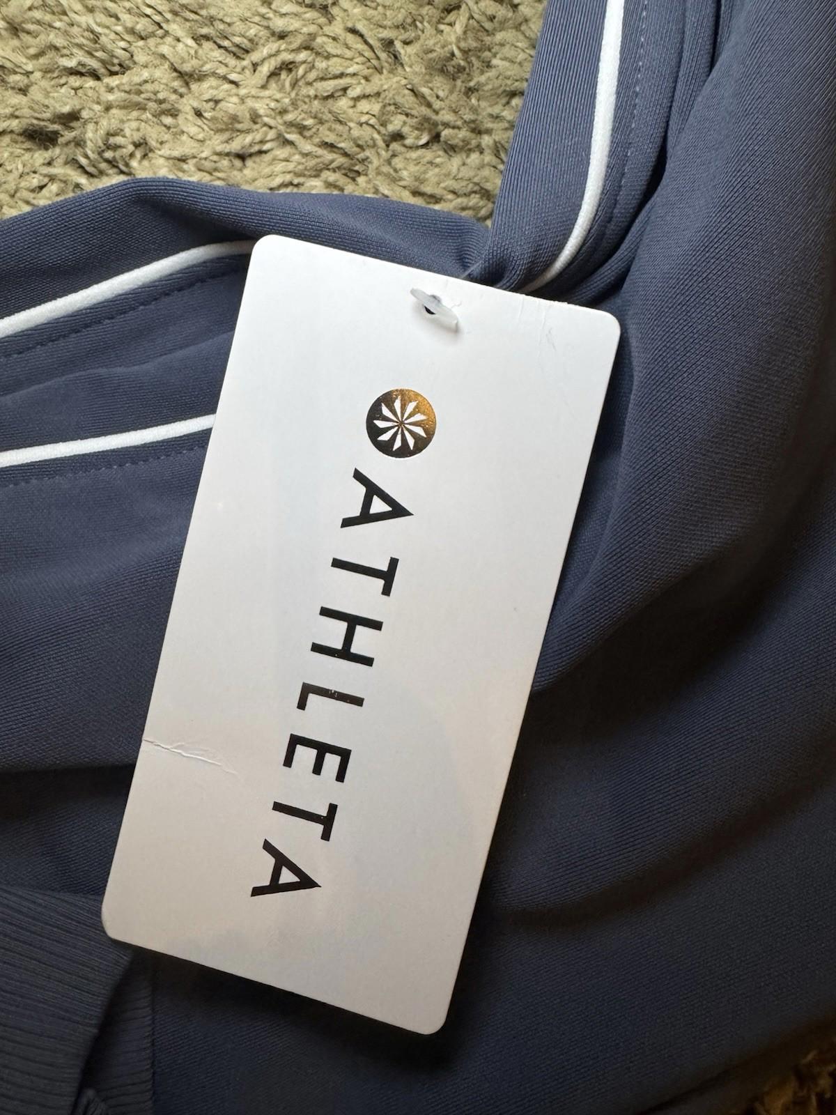Athleta size XXS Venice Jogger Side Piping Granite Blue/White Stripe #854423 NEW