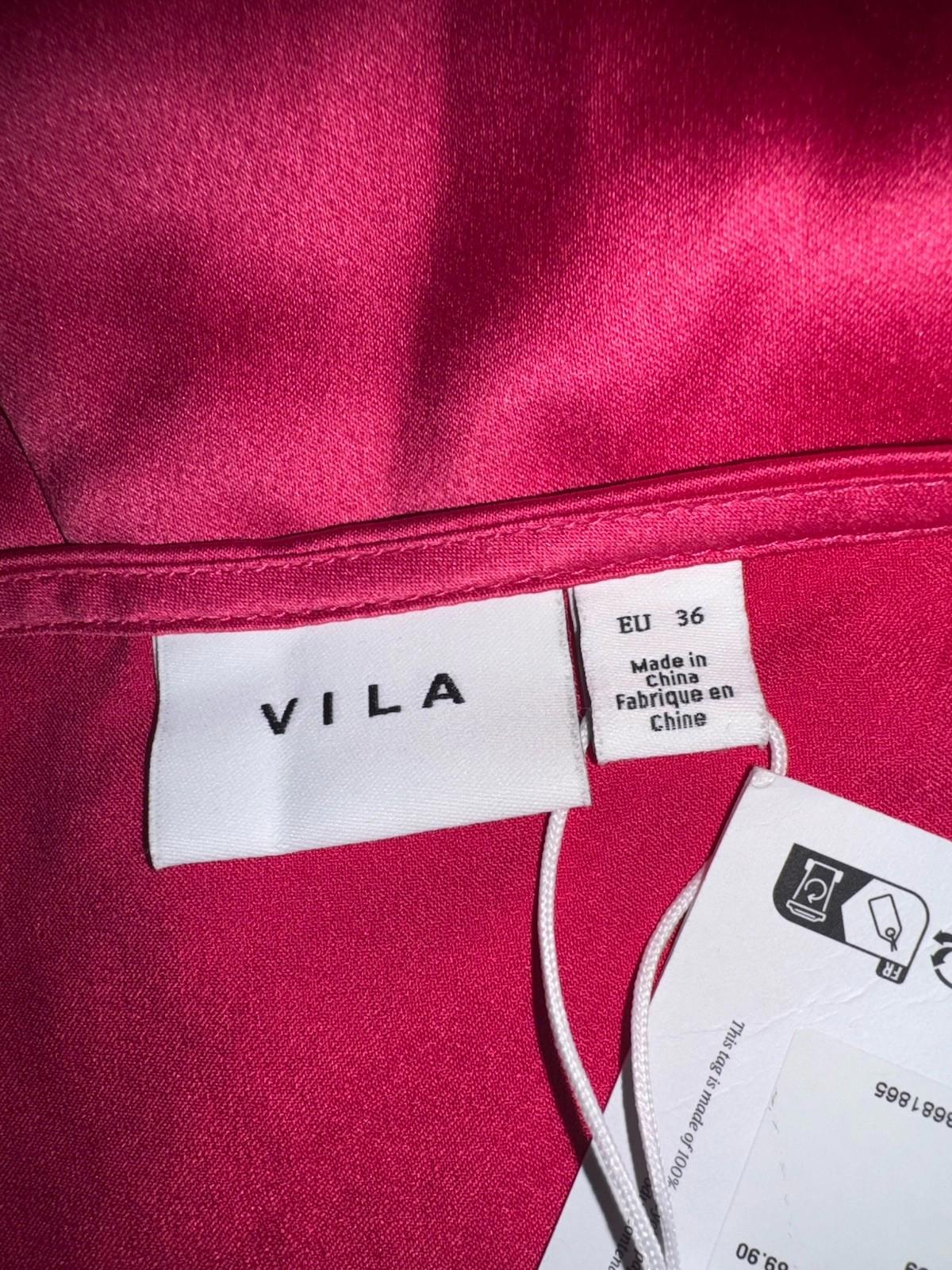 VILA viellie strap midi dress cabaret style no 14099191 Hot Pink. Size 36 NEW