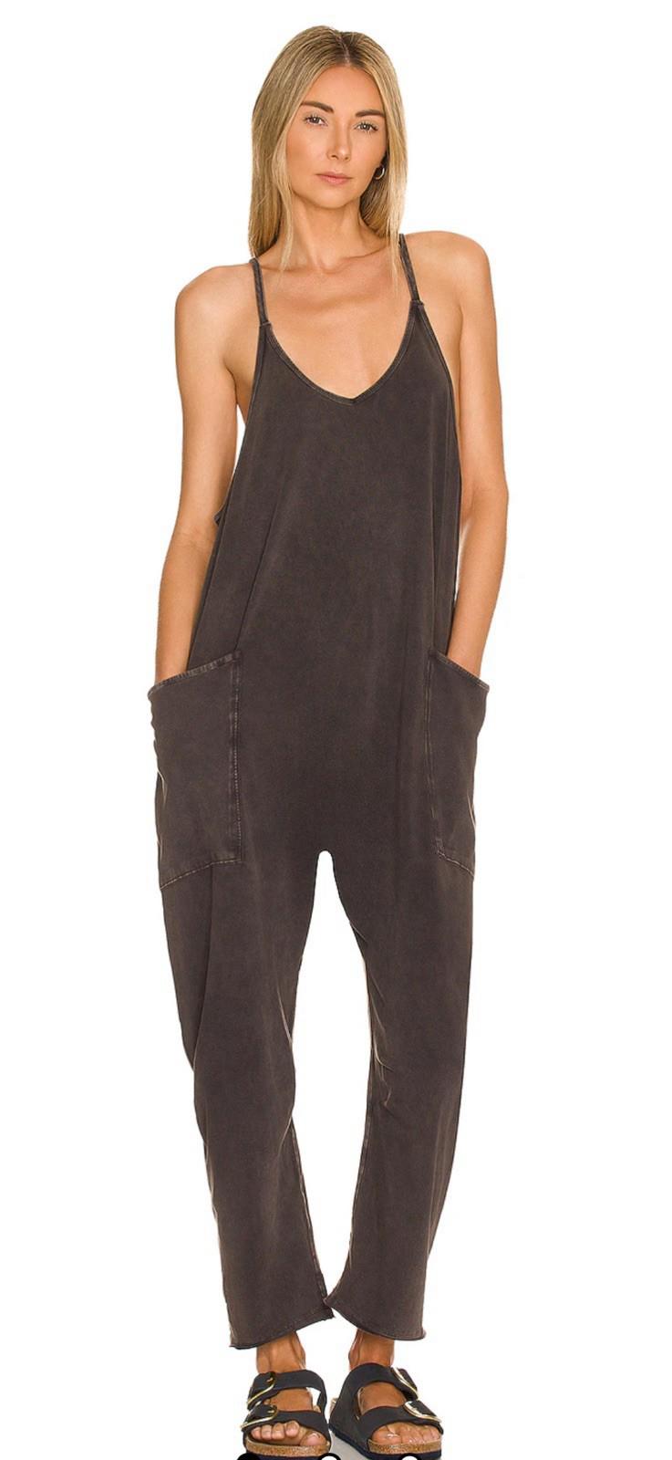 NEW Free People Movement Med. Oversized Hot Shot Romper Washed Black Yoga Active