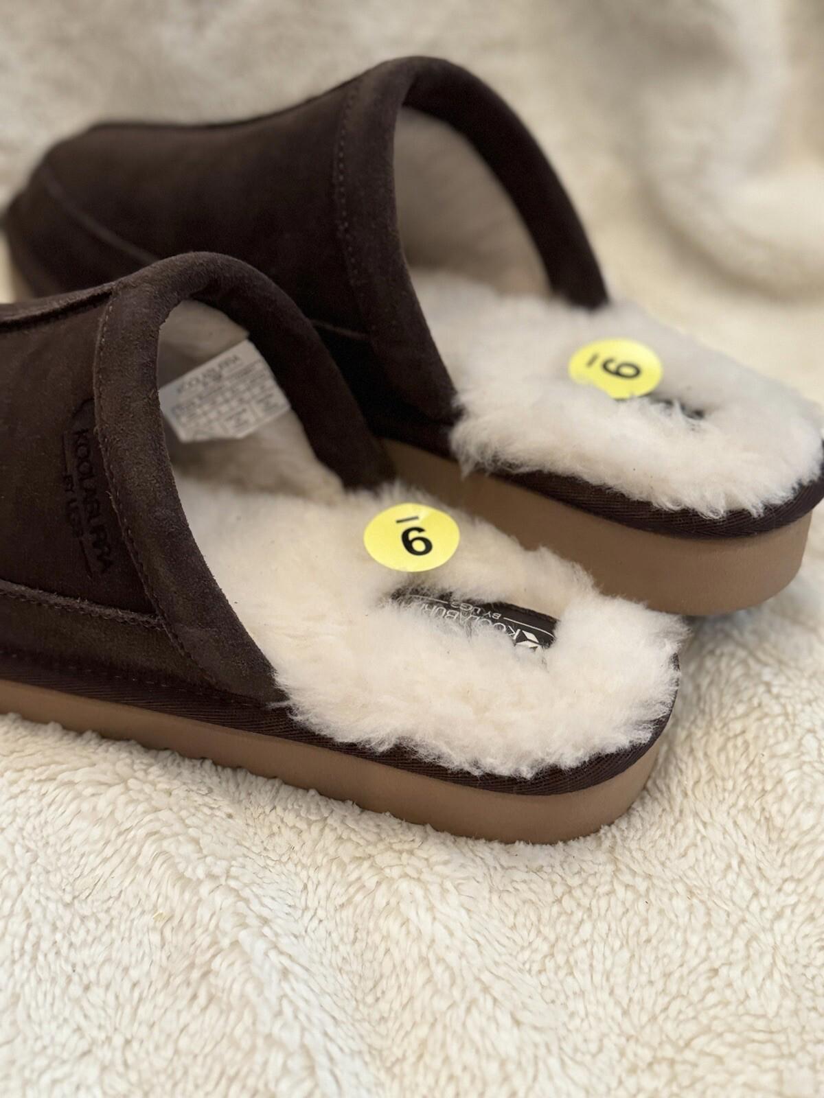 Koolaburra by Ugg Slippers Mens 9 Bordon Moccasin Dark Brown Suede 1105891 NEW