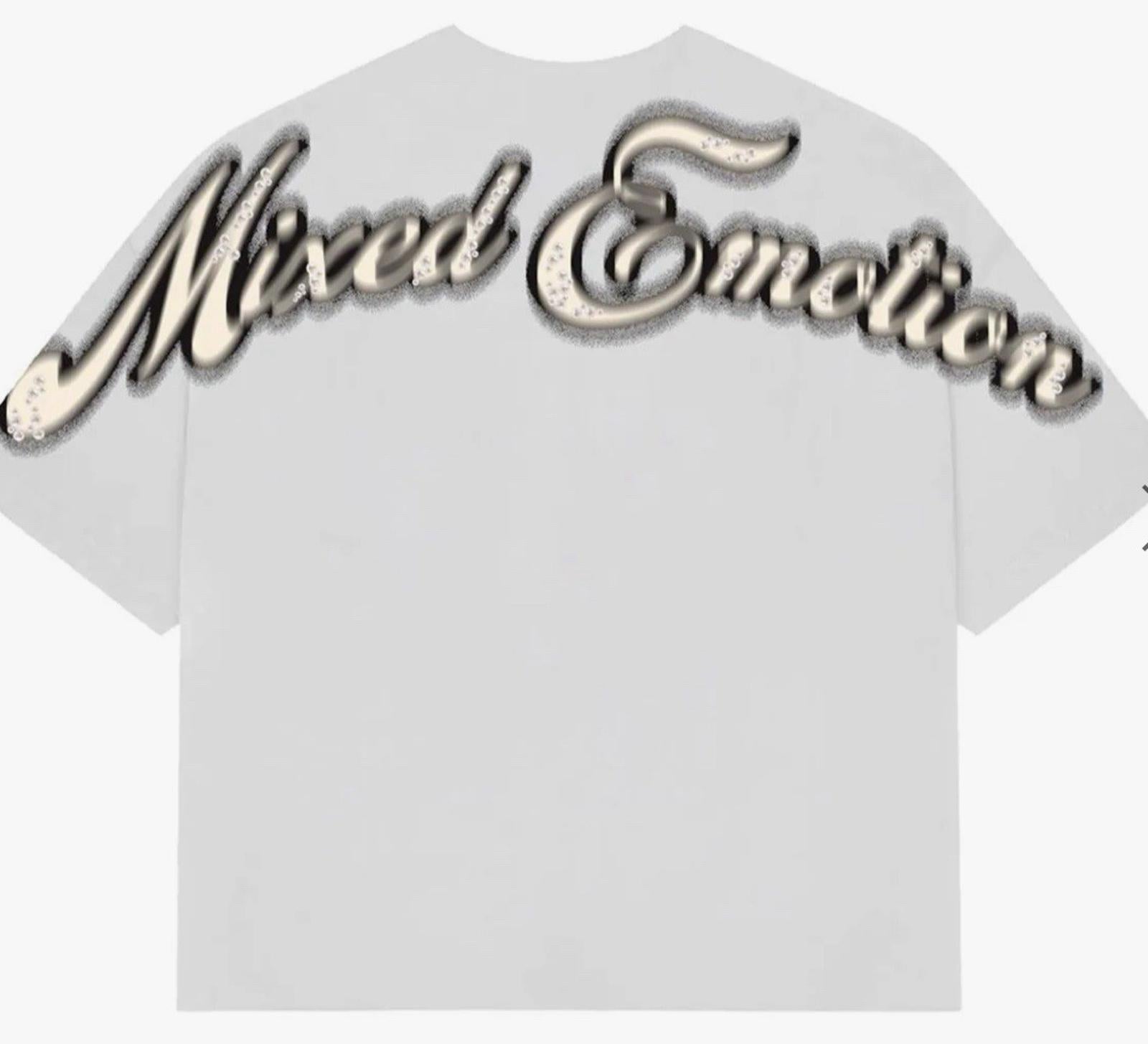NEW Mixed Emotion White PEARL Cropped Tee Mens Streetwear High-Quality XXL