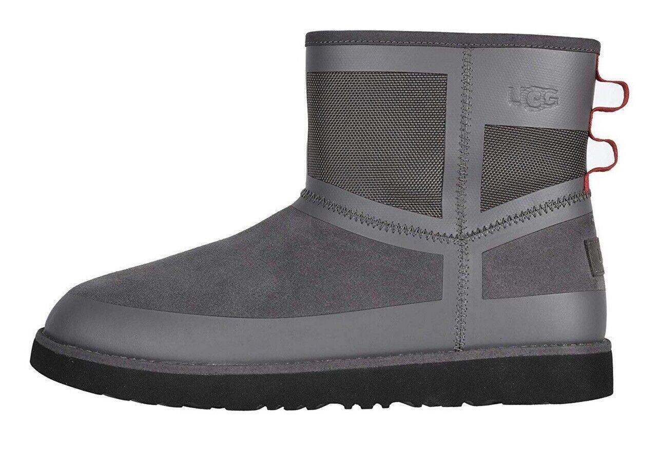 NEW UGG MENS CLASSIC MINI URBAN TECH WP CHARCOAL BOOTS US 8