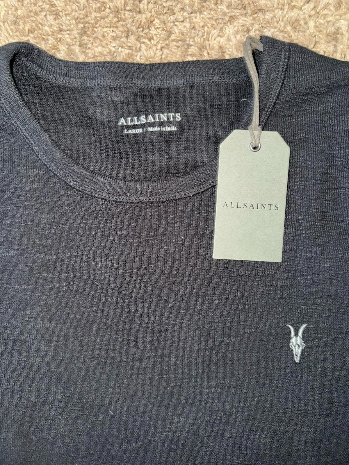 AllSaints T Shirt Mens Waffle Esum Short Sleeve Tee Crewneck Designer LG NWT