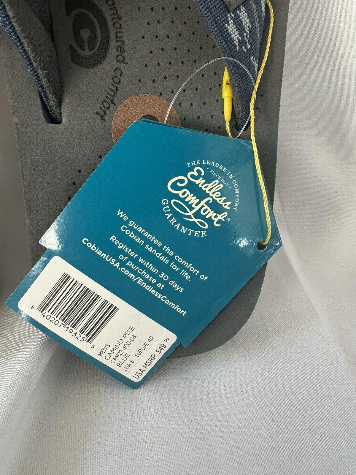 Cobian Mens Camino Rise Blue Flip flops size 8 NWT Summer travel comfort