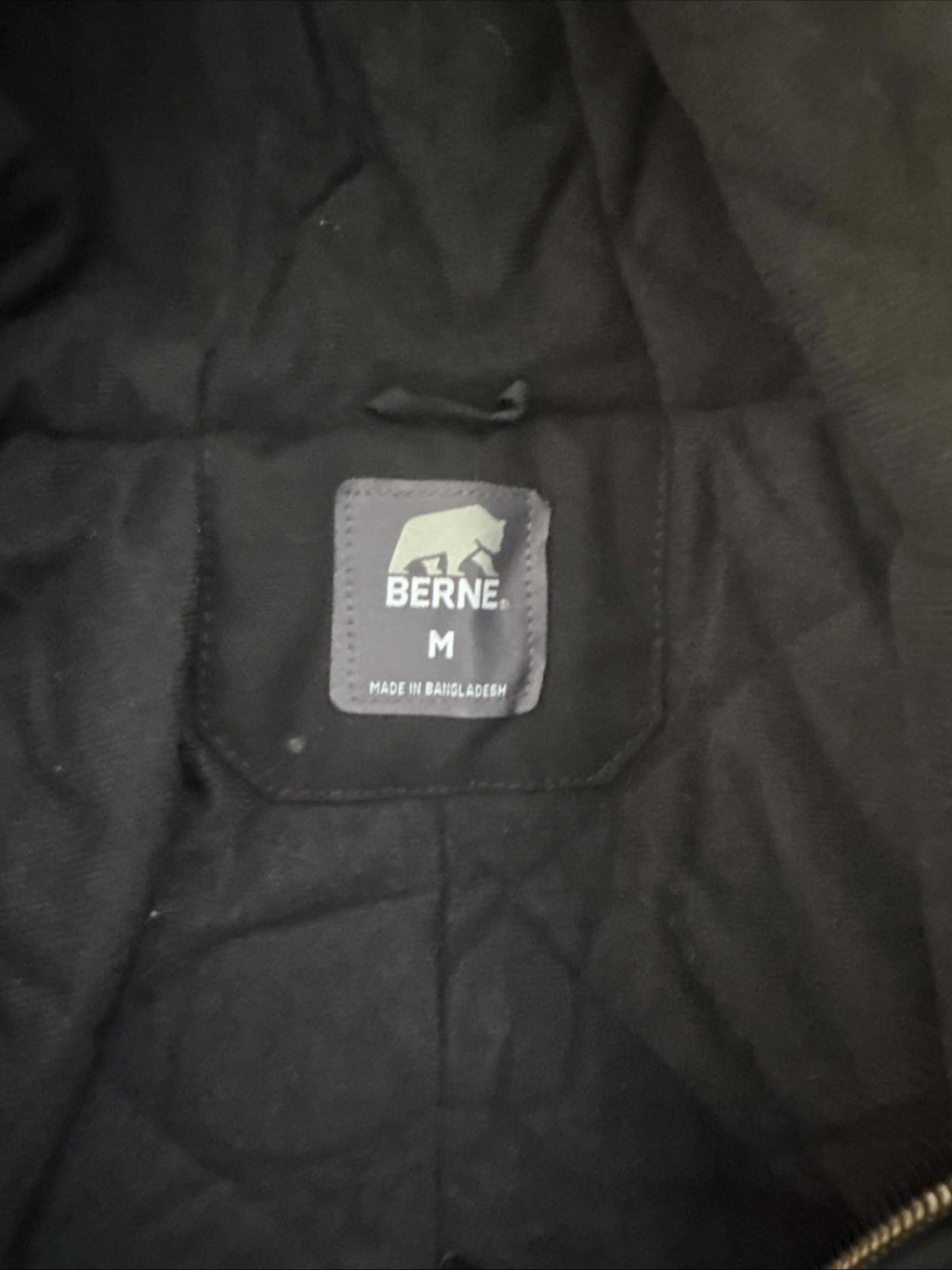 Men's Berne Black Hooded Active Jacket  - Black Size M  HEAVY WORK COAT NEW