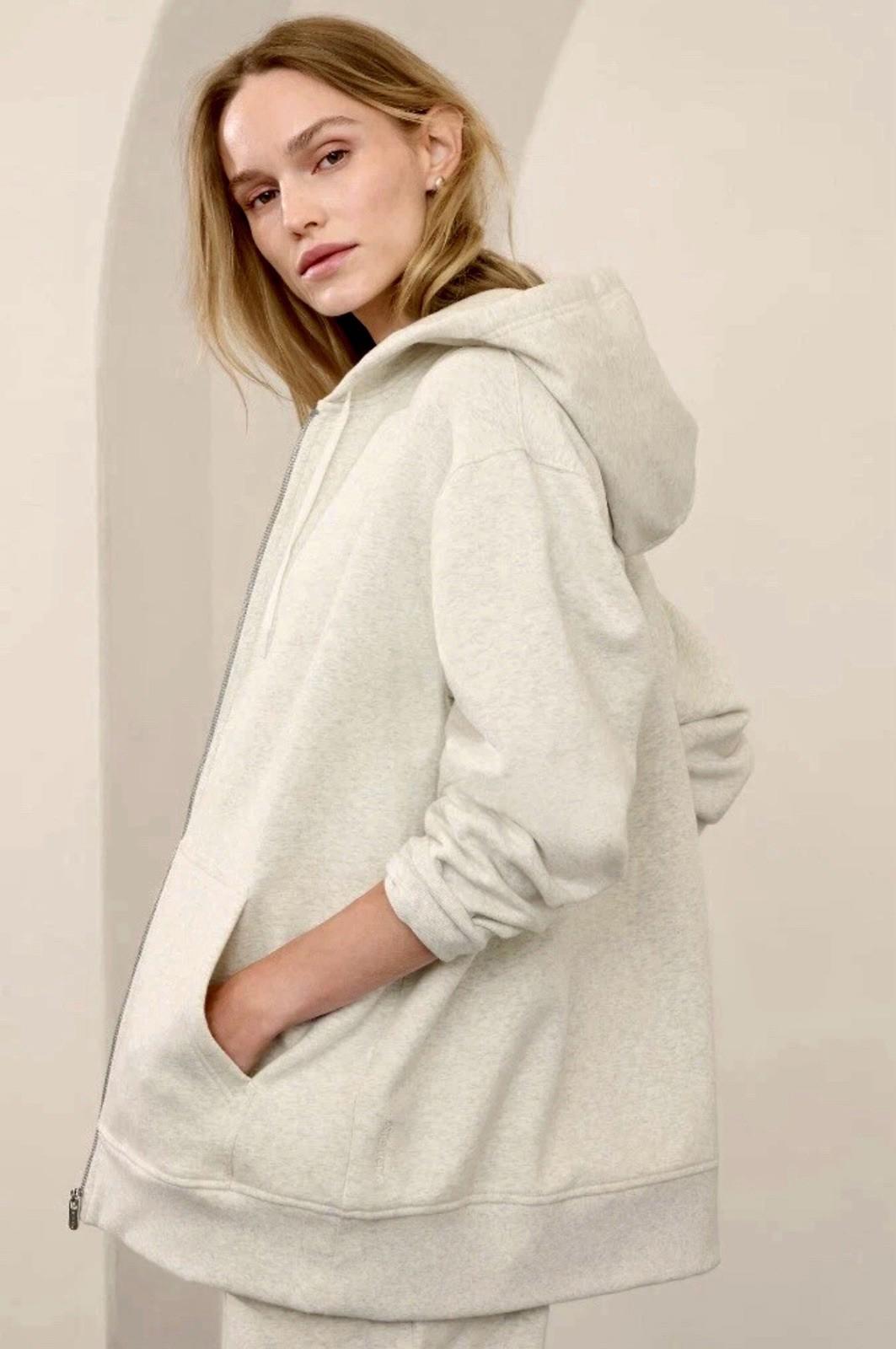 NEW ATHLETA Forever Fleece Oversized Jacket Women's Medium Heather Grey
