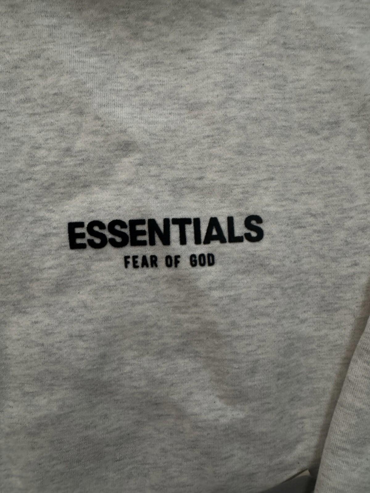 New Essentials Fear Of God 2 Sided Logo Pullover Hoodie Light Oatmeal Size Med