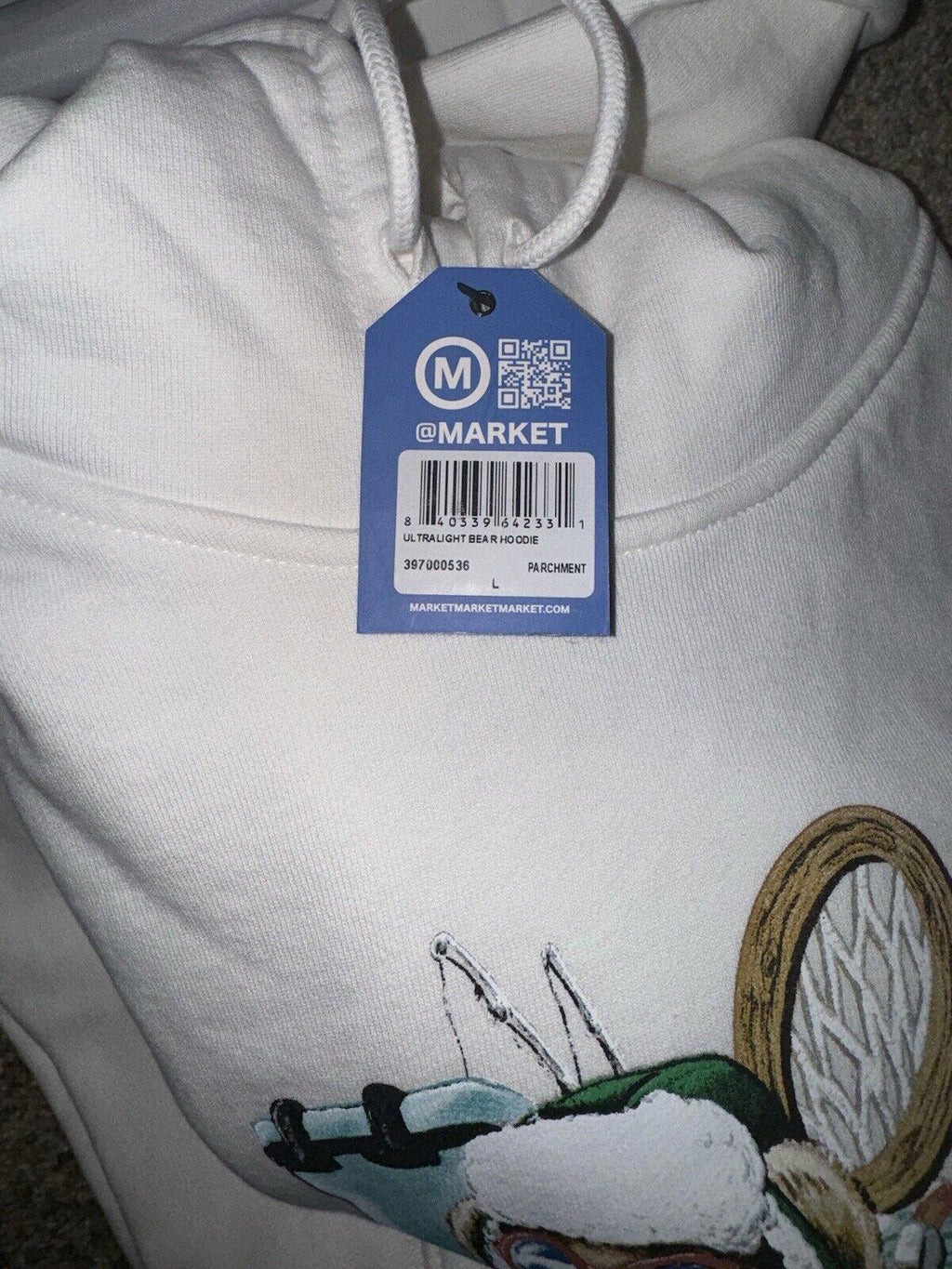 MARKET Brand White Ultralight BEAR Hoodie New Fall 2XL
