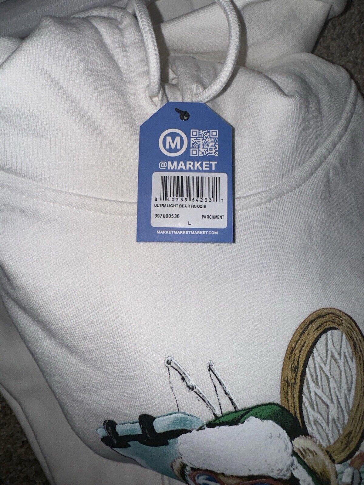 MARKET Brand White Ultralight BEAR Hoodie New Fall LARGE