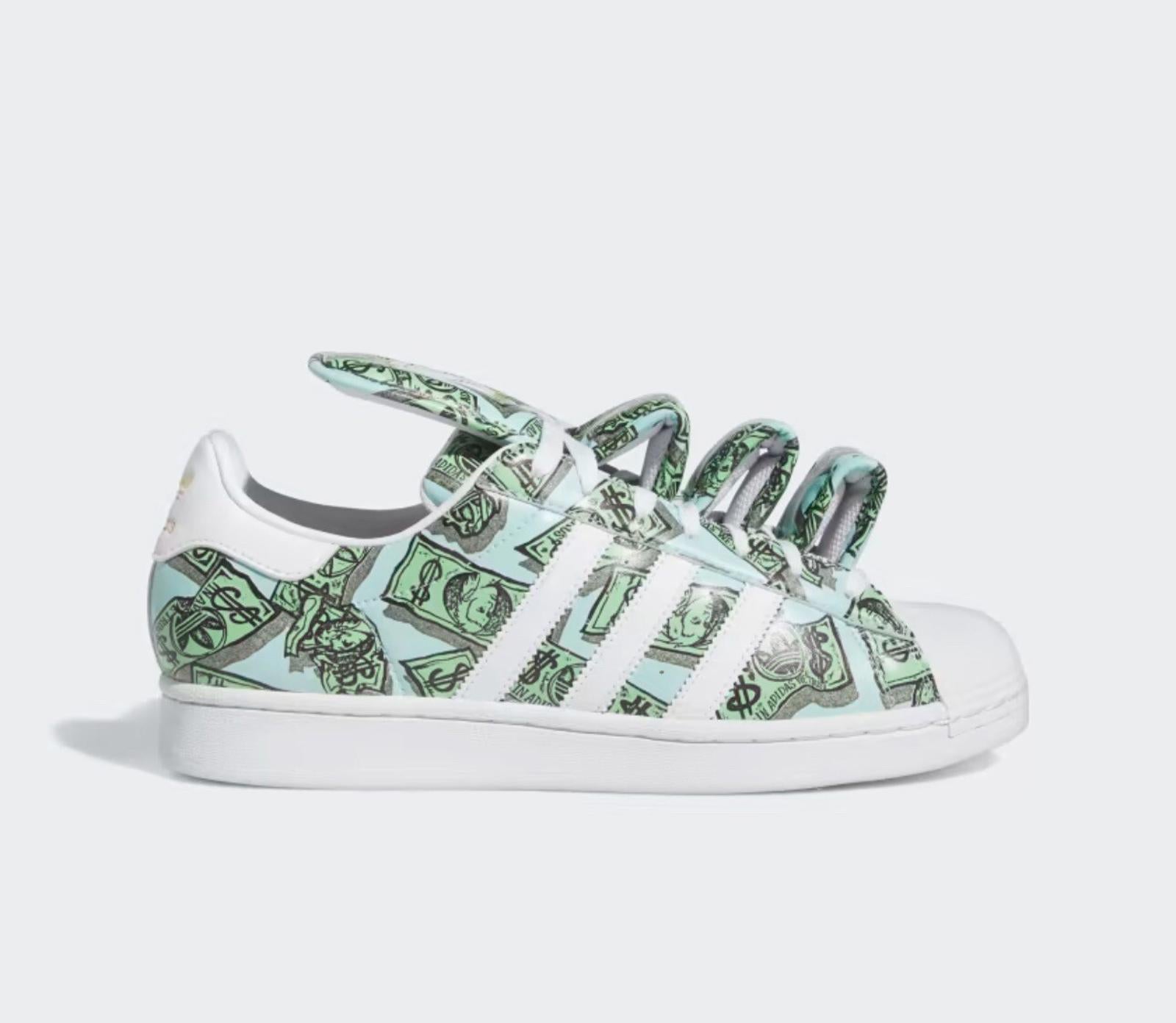 Adidas Jeremy Scott Superstar Money Print Shoe's Green Men's size 10.5, 11