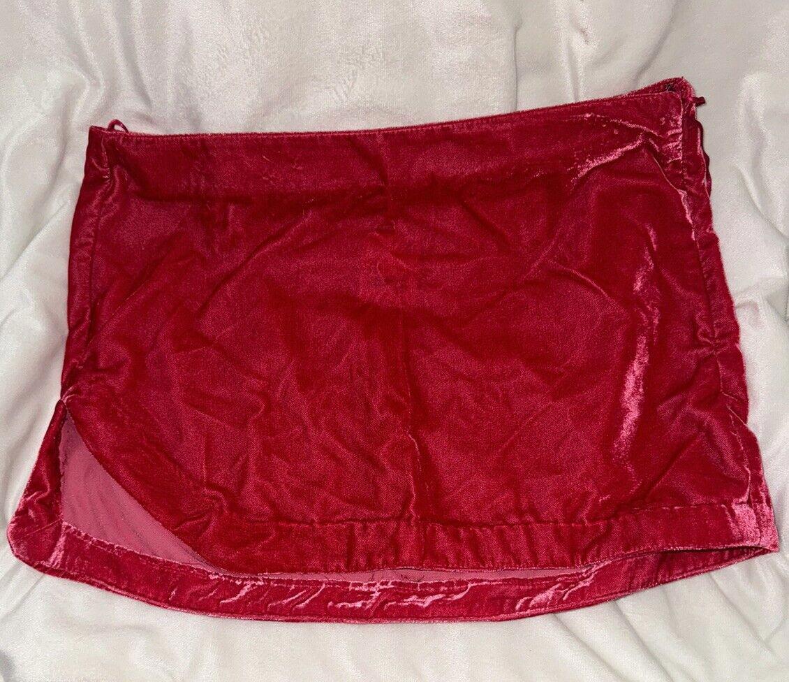 Free People sz 10 Annalise Low Rise Velvet Skirt Hot Pink