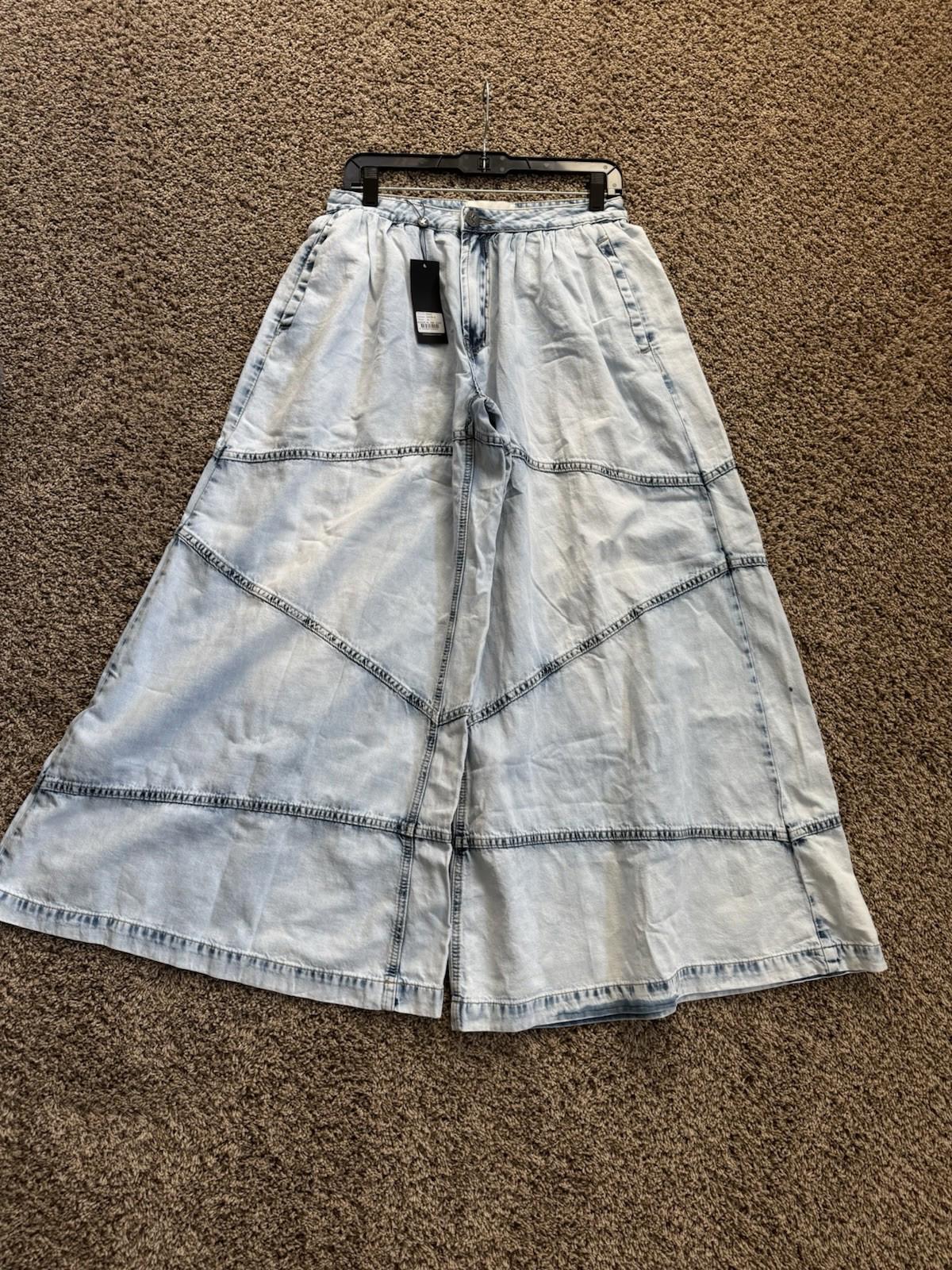 NEW Free People X OneTeaspoon Daddio Wide-Leg Jean In Depeche Blue Sz 26 Ret$198