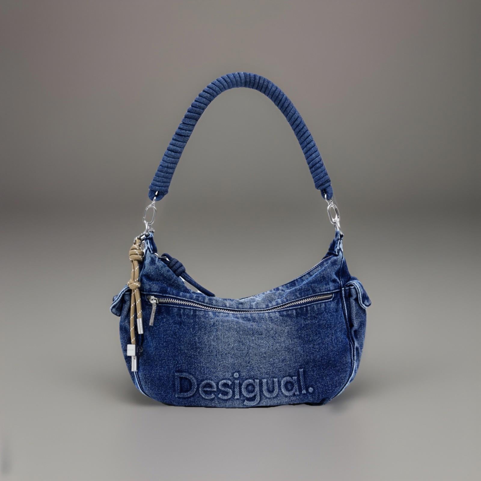 NEW! Desigual Denim zip-fastening tote bag
