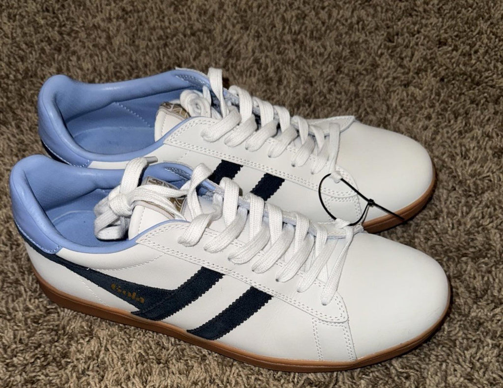 GOLA MEN’S LEATHER SUEDE SNEAKERS White/Blue/Gum US 11 EUR 44 -NEW-