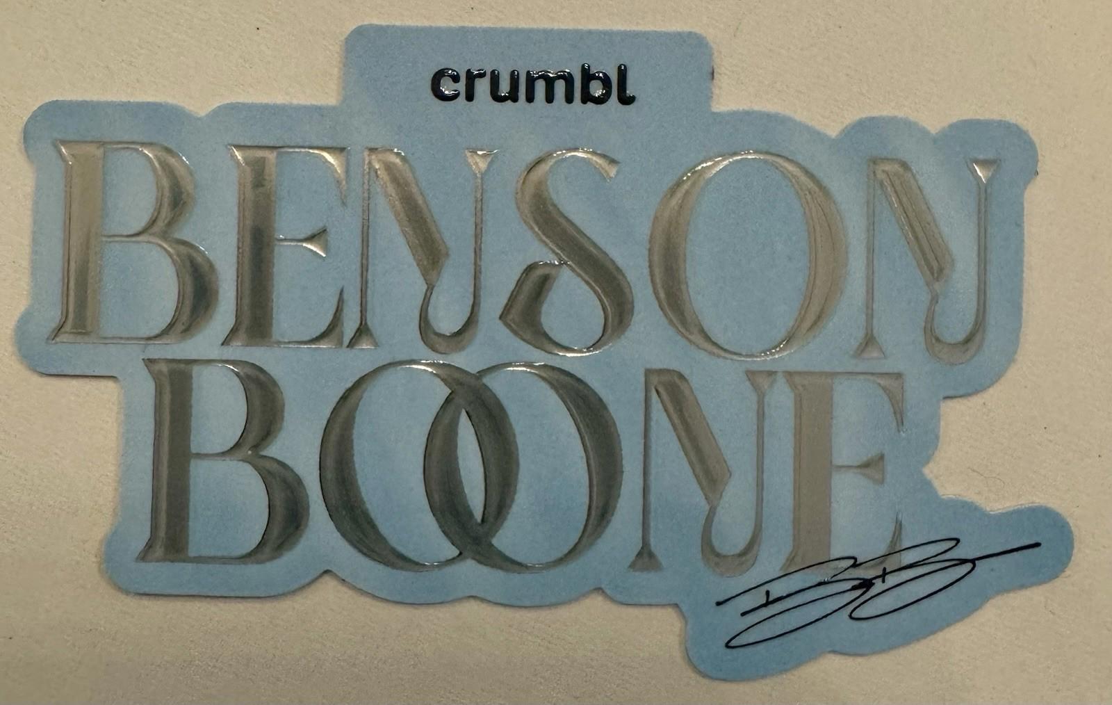 Benson Boone Crumbl Sticker Signed Merch Collab - First 100 Customers Only