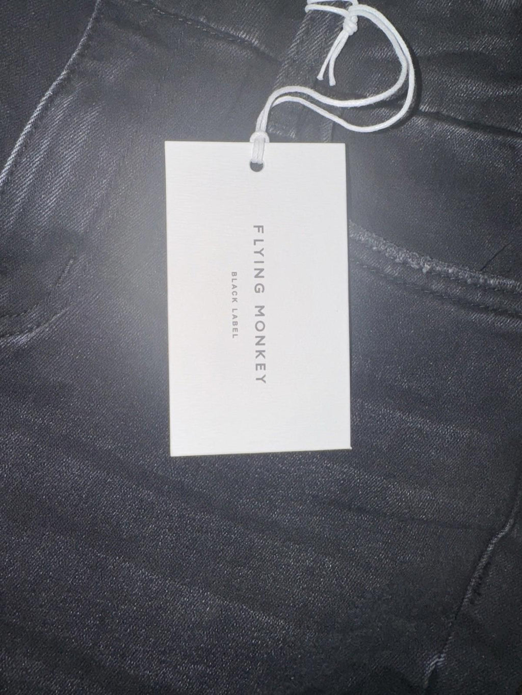 Flying Monkey Delta Dawn - BLACK LABEL Straight Crop Uneven Hem Jeans Sz 28 NEW