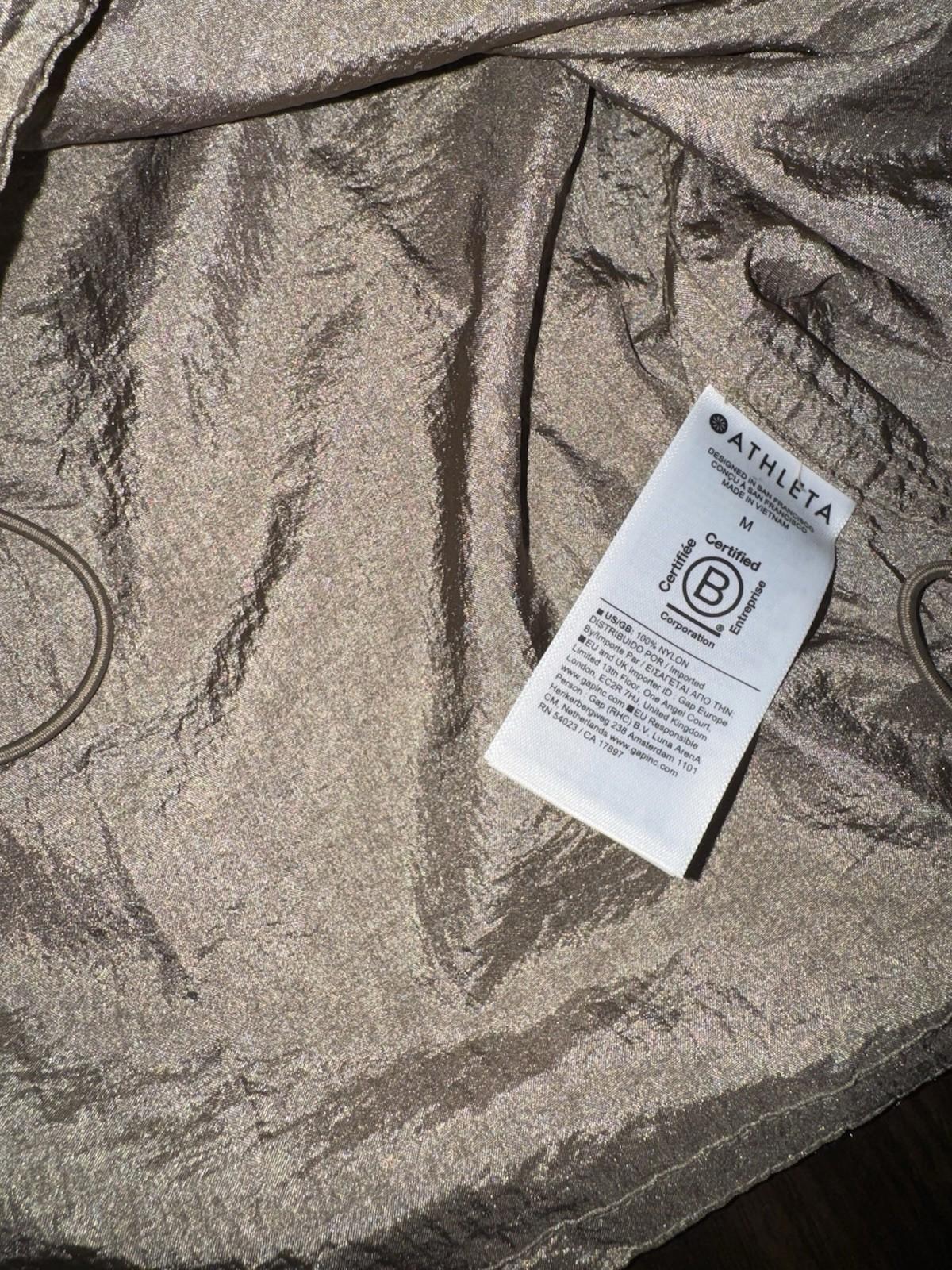 Athleta Women Lightweight Lunar Sheen Shirt Jacket Brownstone Beige NWOT  Sz M