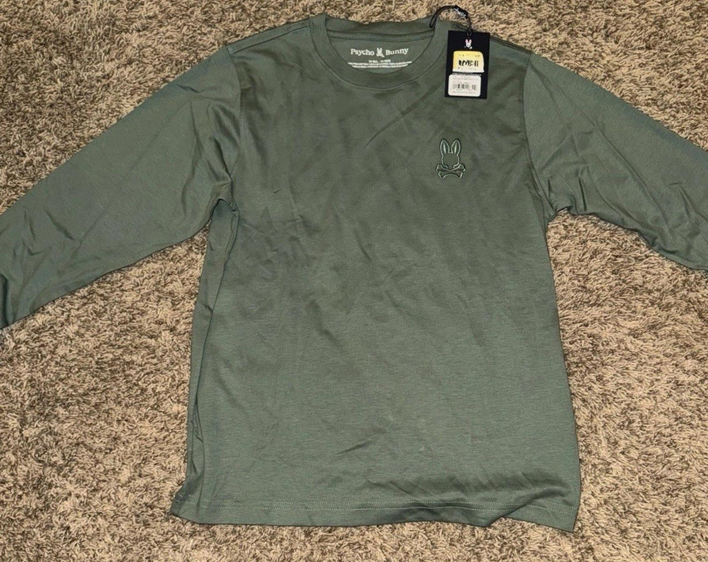NEW Psycho Bunny L/S Tee Youth Sz L 14/16 Kids Alberton Embroidered Green NWT