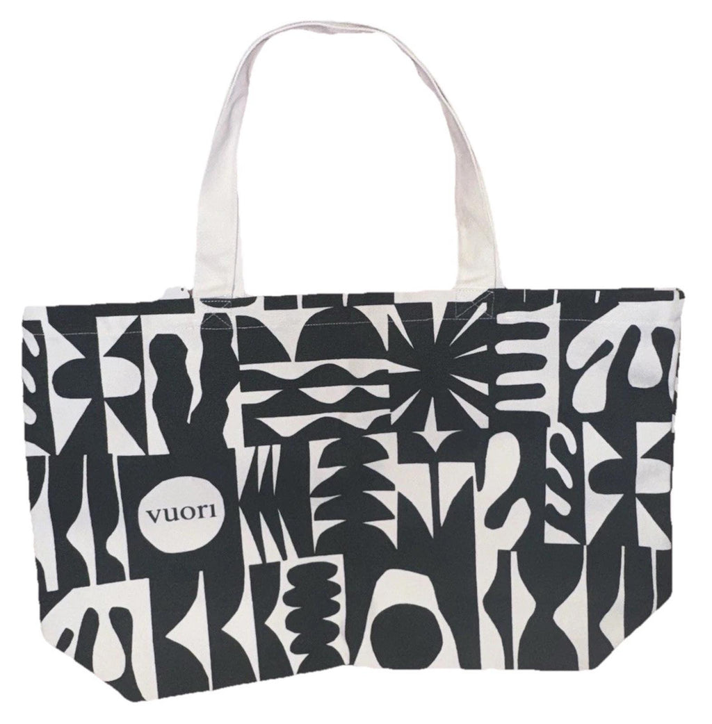 Vuori Canvas Printed Tote Extra Large 24x15 Green/White Double Handles New