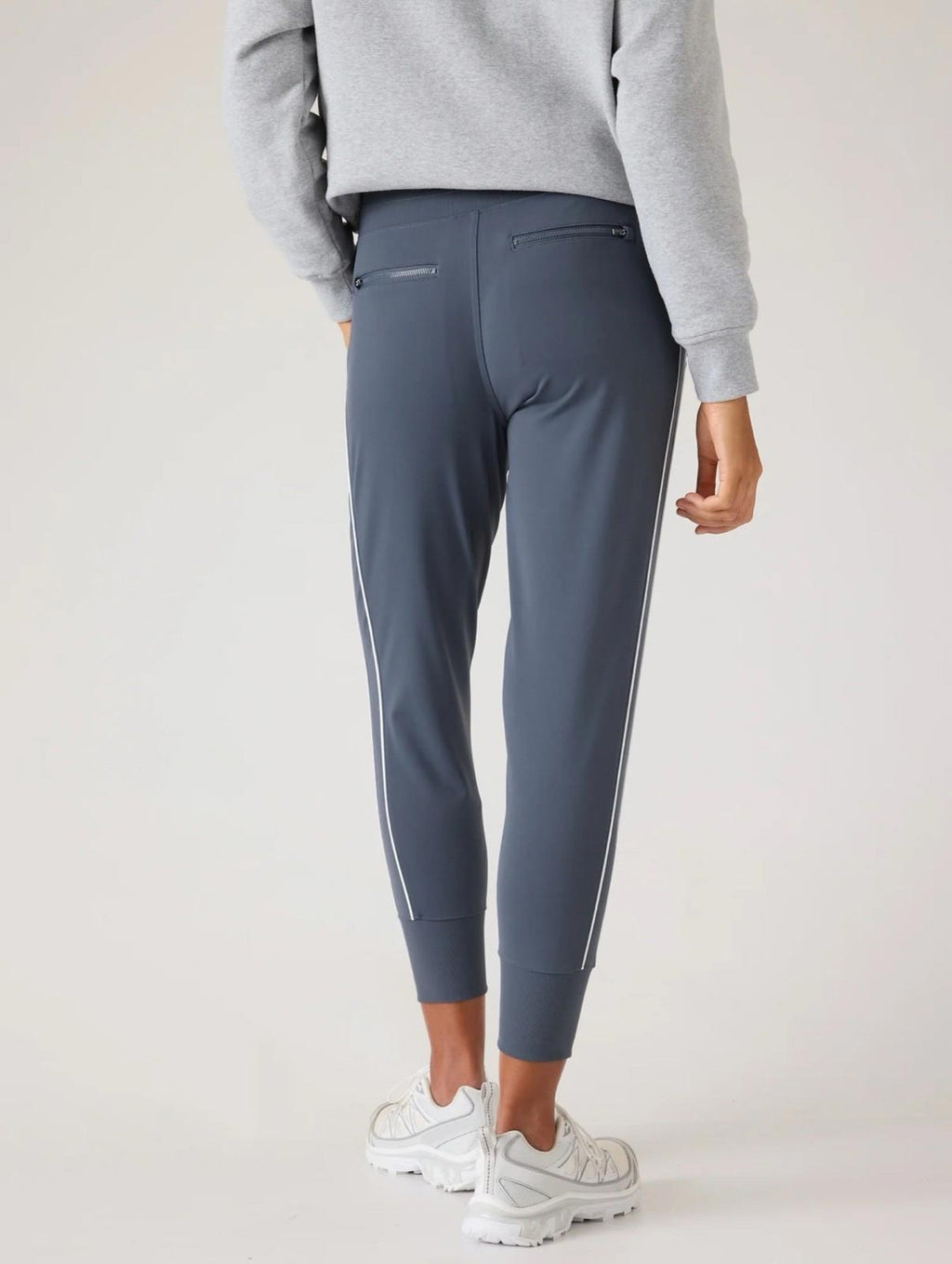 Athleta size XXS Venice Jogger Side Piping Granite Blue/White Stripe #854423 NEW