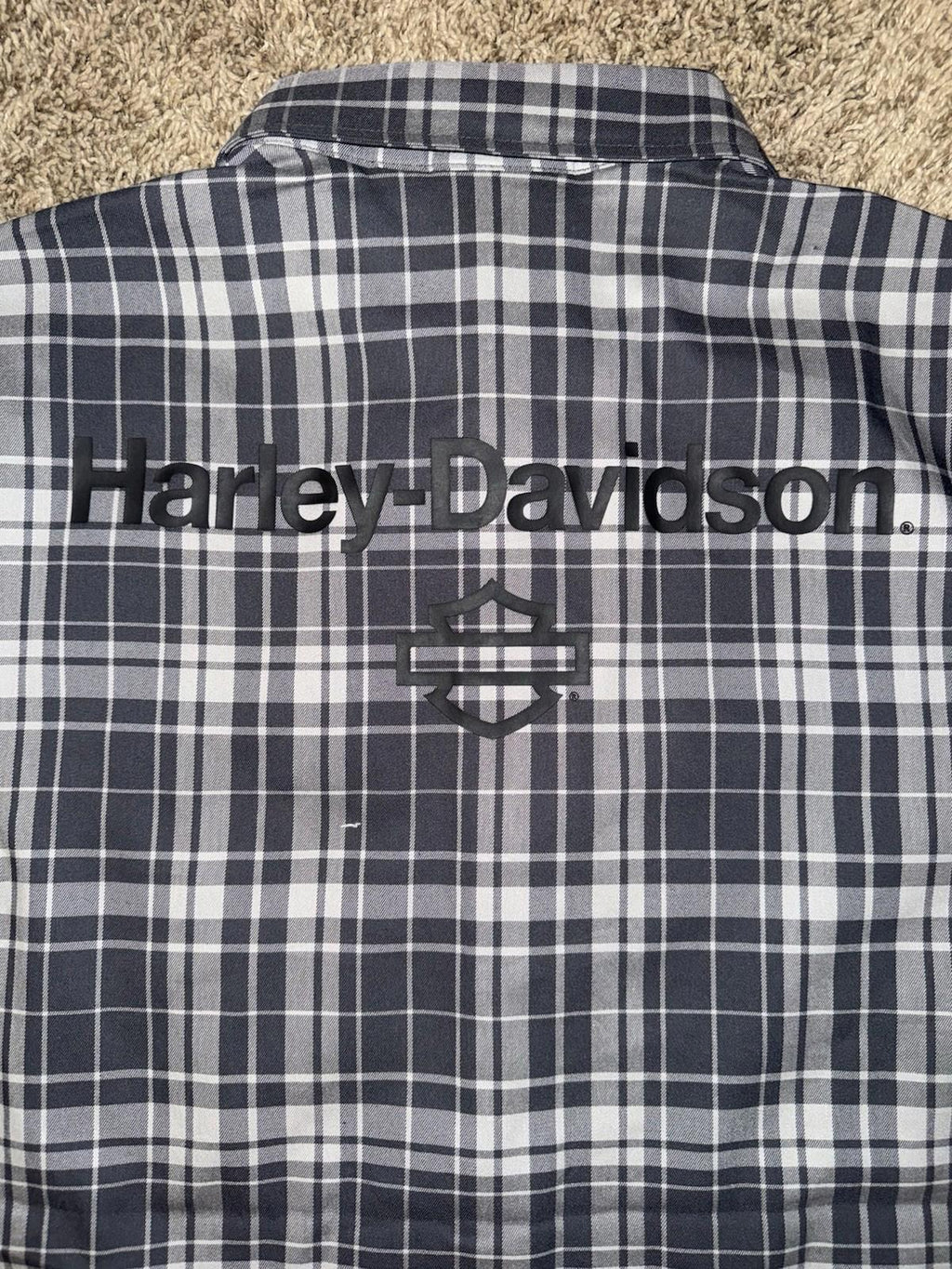 HARLEY DAVIDSON H-D TECH Coolmax Plaid Short Sleeve Shirt - Ghost Gray & Asphalt