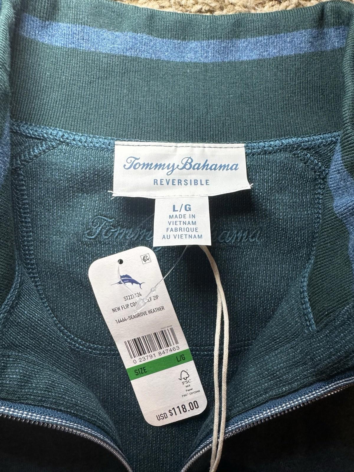 NWT Tommy Bahama Men's NEW FLIP COAST HALF ZIP16464-SEAGROVE HEATHER Large NEW