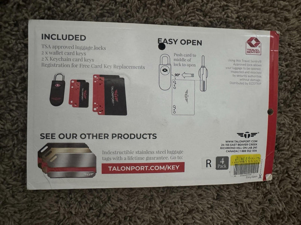 TALONPORT Keyless TSA Luggage Locks w/ Lifetime Card Keys No Combo to Forget