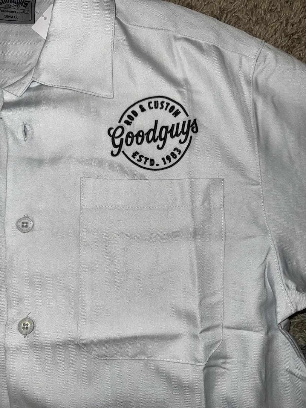 Goodguys Rod & Custom Association Hot Rod Shirt Embroidered Logo Gray Men’s NWOT