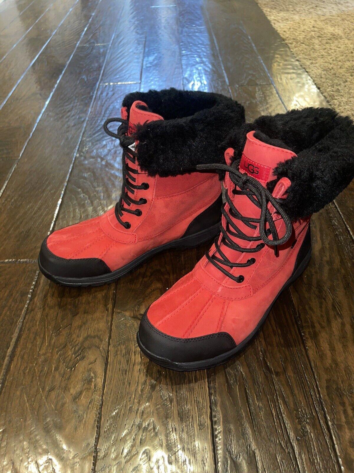 UGG Men's Butte Snow Boots Waterproof Red Leather Black SZ 9