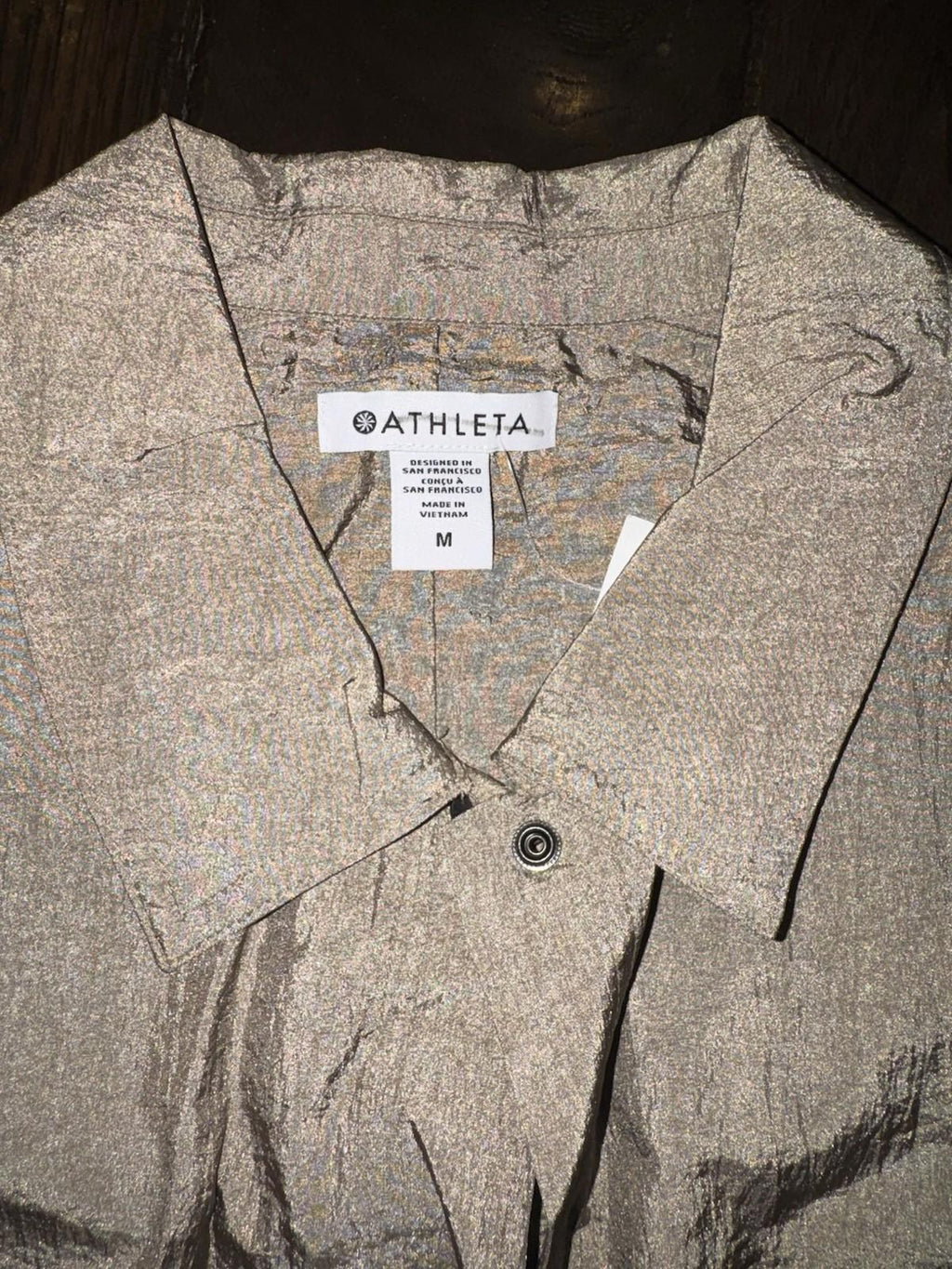 Athleta Women Lightweight Lunar Sheen Shirt Jacket Brownstone Beige NWOT  Sz M