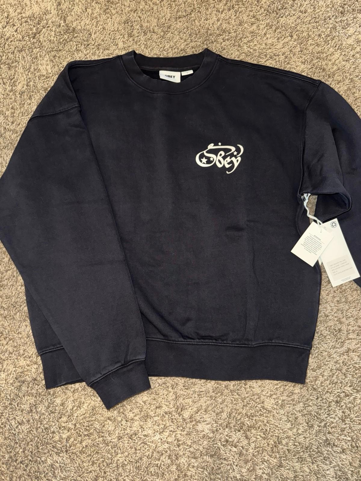 NEW! Obey Moon & Stars Crewneck Sweatshirt Black Size MED NWT