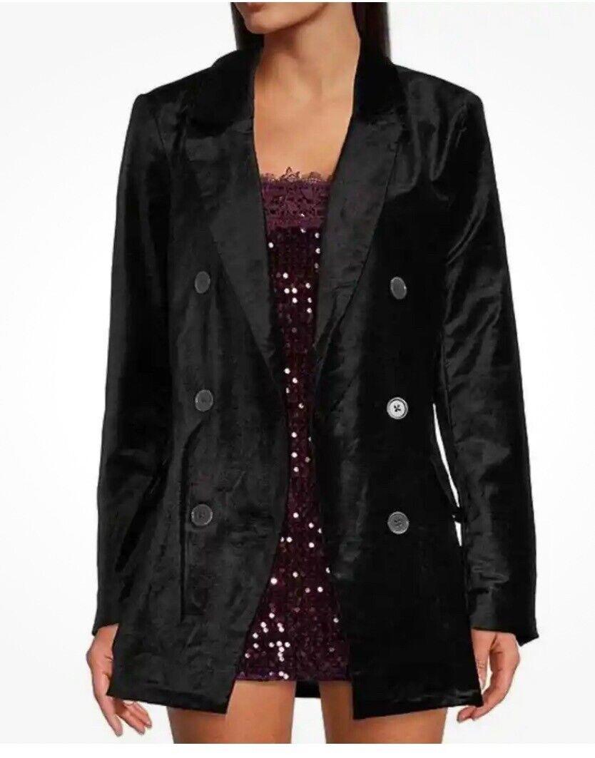 Free People Lux Velvet Cosmo Blazer Black Size S NWT