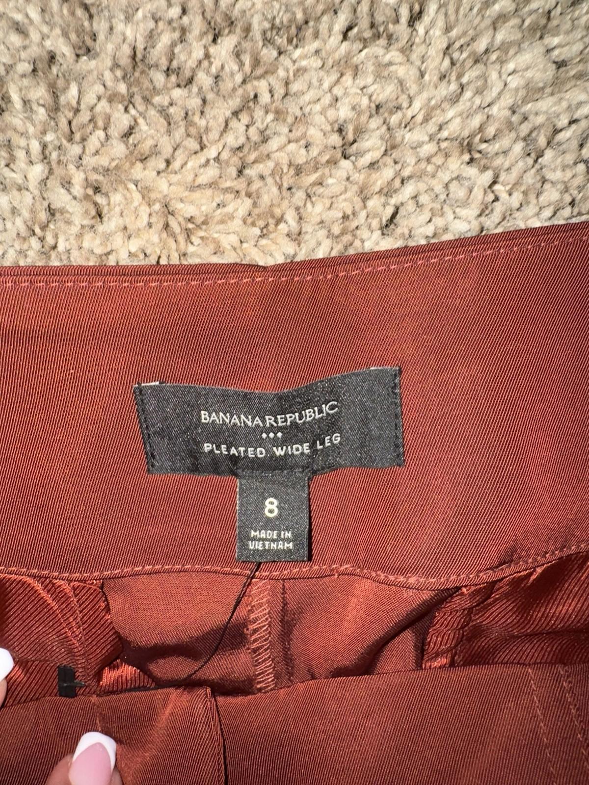 Banana Republic Women’s Pleated Wide Leg Pant Rustic Orange Sz 8 NWOT $120