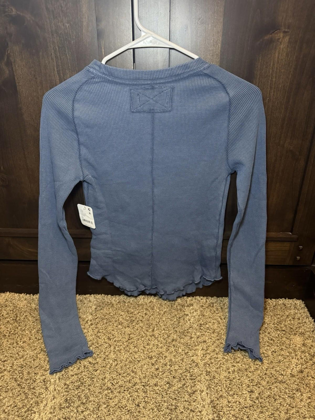 NEW Free People Easy Does It Tee Long Sleeve XS Dark Denim NWT