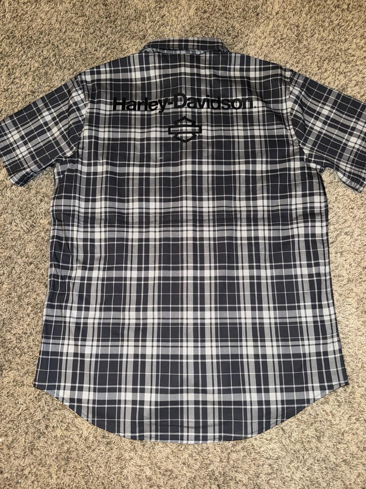 HARLEY DAVIDSON H-D TECH Coolmax Plaid Short Sleeve Shirt - Ghost Gray & Asphalt