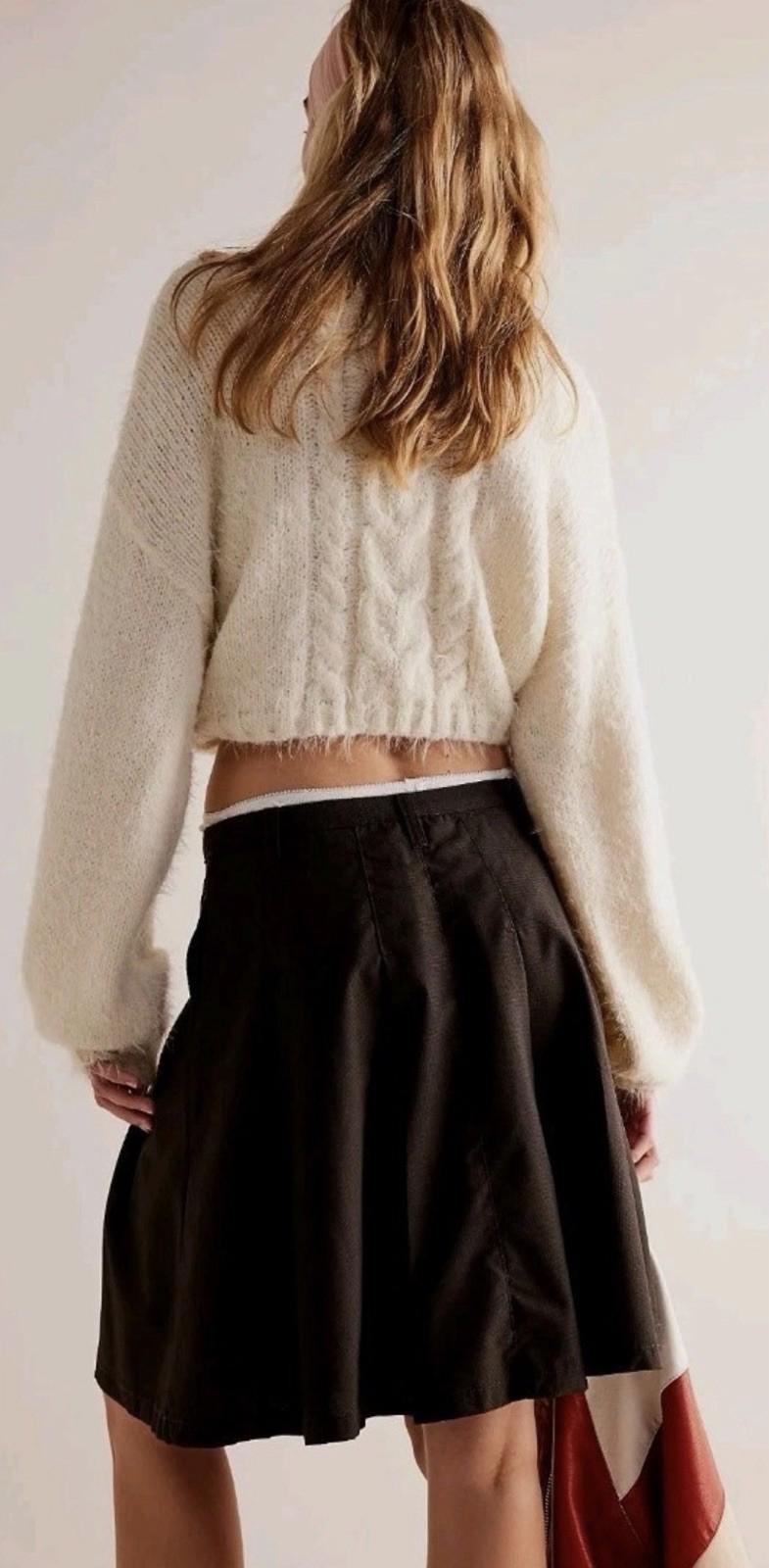 NEW Free People We The Free Suiting Pleated Skirt Chocolate Combo Size 2 NWT