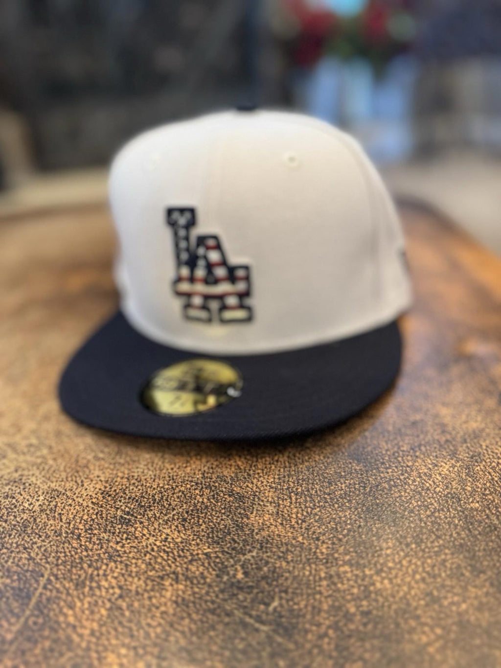 NEW LA Dodgers New Era Khaki/Black Fourth of July 59FIFTY Fitted Hat Size 7